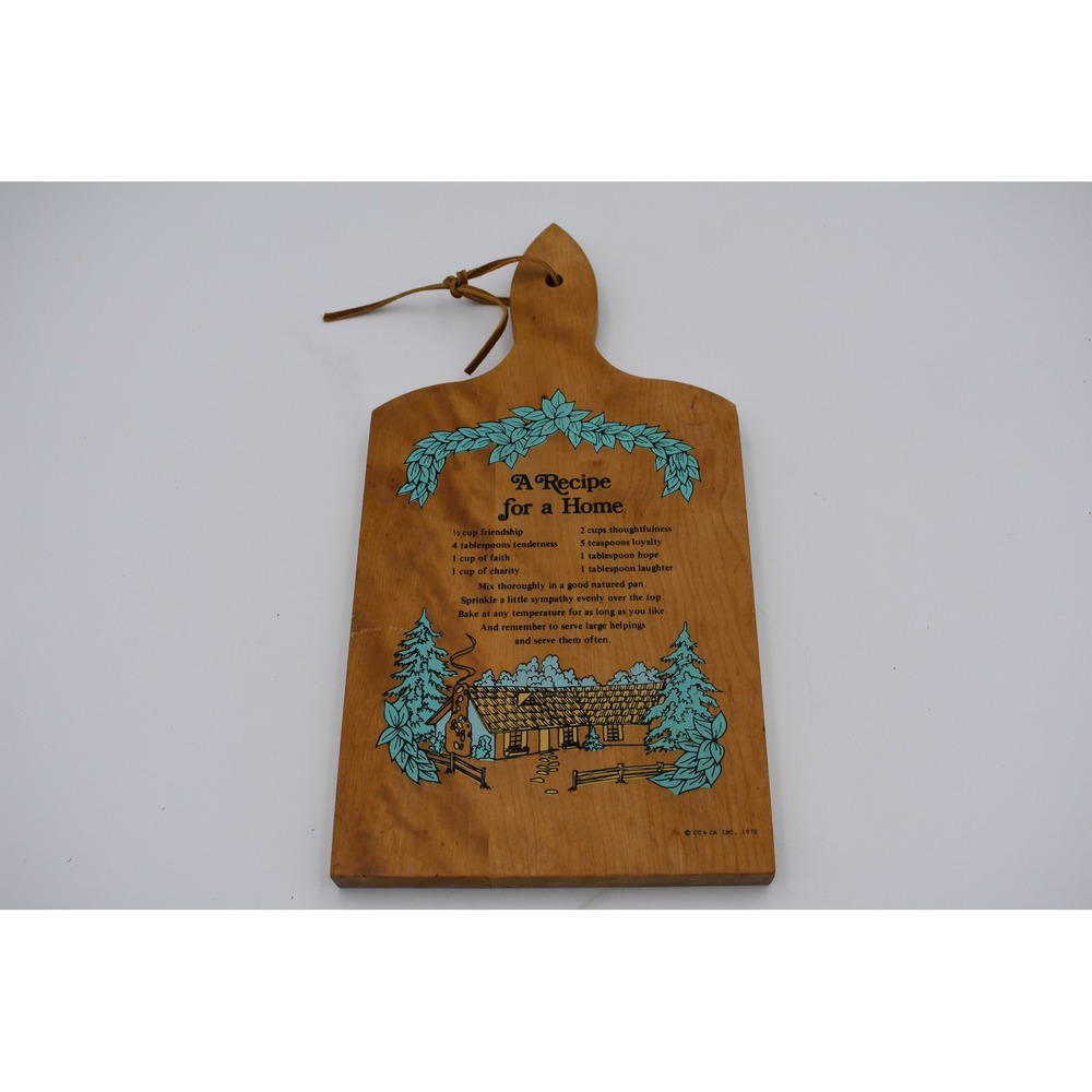 Vintage 1972 CC & CA INC A Recipe for a Home Wooden Wall Plaque Cutting Board